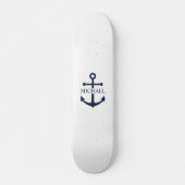 Nautical Navy Blue Anchor Gepersonaliseerde naam Persoonlijk Skateboard (Voorkant)