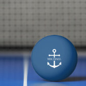 Nautical Navy Blue Anchor Gepersonaliseerde naam Pingpongbal (Net)