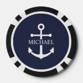 Nautical Navy Blue Anchor Gepersonaliseerde naam Poker Chips (Achterkant)