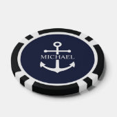 Nautical Navy Blue Anchor Gepersonaliseerde naam Poker Chips (Enkel)