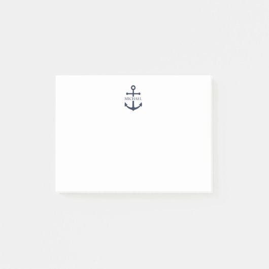 Nautical Navy Blue Anchor Gepersonaliseerde naam Post-it® Notes (Voorkant)