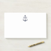 Nautical Navy Blue Anchor Gepersonaliseerde naam Post-it® Notes (Op bureau)