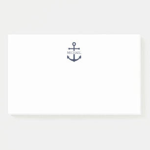 Nautical Navy Blue Anchor Gepersonaliseerde naam Post-it® Notes