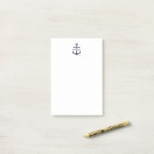 Nautical Navy Blue Anchor Gepersonaliseerde naam Post-it® Notes (Op bureau)