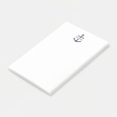 Nautical Navy Blue Anchor Gepersonaliseerde naam Post-it® Notes (Schuin)