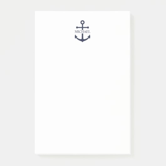 Nautical Navy Blue Anchor Gepersonaliseerde naam Post-it® Notes (Voorkant)