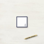 Nautical Navy Blue Anchor Gepersonaliseerde naam Post-it® Notes (Op bureau)