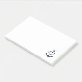Nautical Navy Blue Anchor Gepersonaliseerde naam Post-it® Notes (Schuin)