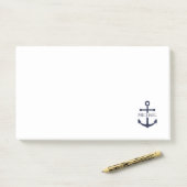 Nautical Navy Blue Anchor Gepersonaliseerde naam Post-it® Notes (Op bureau)