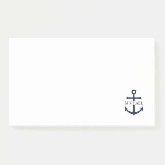 Nautical Navy Blue Anchor Gepersonaliseerde naam Post-it® Notes (Voorkant)
