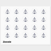 Nautical Navy Blue Anchor Gepersonaliseerde naam Ronde Sticker (Vel)