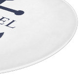 Nautical Navy Blue Anchor Gepersonaliseerde naam Snijplank (Hoek)
