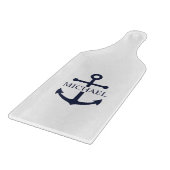 Nautical Navy Blue Anchor Gepersonaliseerde naam Snijplank (Hoek)