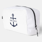 Nautical Navy Blue Anchor Gepersonaliseerde naam Toilettasje (Rechterhoek)