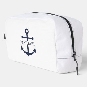 Nautical Navy Blue Anchor Gepersonaliseerde naam Toilettasje