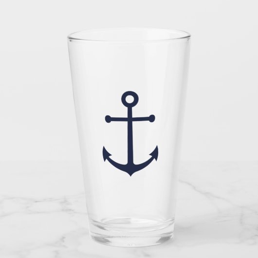 Nautical Navy Blue Anchor Glas (Voorkant)