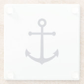 Nautical Navy Blue Anchor Glazen Onderzetter (Achterkant)