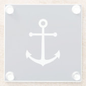 Nautical Navy Blue Anchor Glazen Onderzetter (Achterkant)