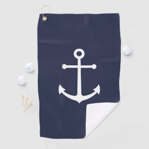 Nautical Navy Blue Anchor Golfhanddoek