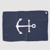 Nautical Navy Blue Anchor Golfhanddoek (Horizontaal)
