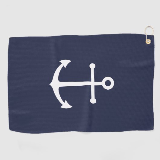 Nautical Navy Blue Anchor Golfhanddoek (Horizontaal)