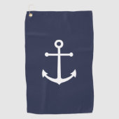 Nautical Navy Blue Anchor Golfhanddoek (Voorkant)
