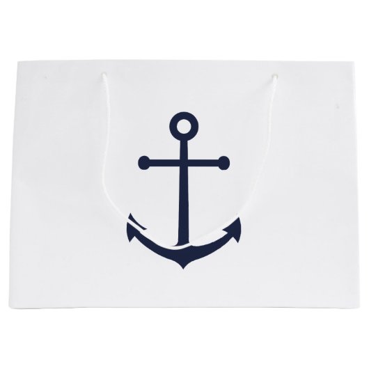 Nautical Navy Blue Anchor Groot Cadeauzakje (Voorkant)