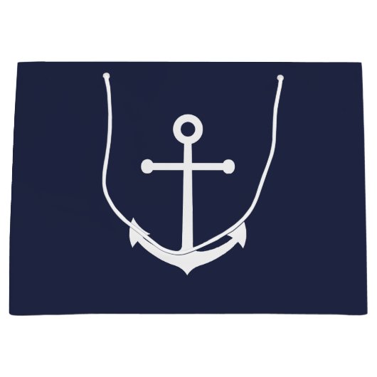 Nautical Navy Blue Anchor Groot Cadeauzakje (Voorkant)