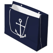 Nautical Navy Blue Anchor Groot Cadeauzakje (Voorkant Gekanteld)