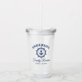 Nautical Navy Blue Anchor Helm Family Reunion Acryl Drinkbeker (Voorkant)