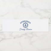 Nautical Navy Blue Anchor Helm Family Reunion Waterfles Etiket (Enkel label)