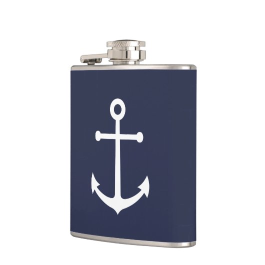 Nautical Navy Blue Anchor Heupfles (Links)