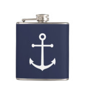 Nautical Navy Blue Anchor Heupfles (Voorkant)