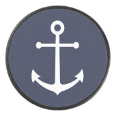 Nautical Navy Blue Anchor Hockey Puck (Voorkant)