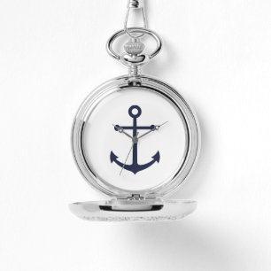 Nautical Navy Blue Anchor Horloge