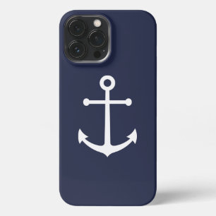 Nautical Navy Blue Anchor iPhone Case 13 Pro Max Hoesje
