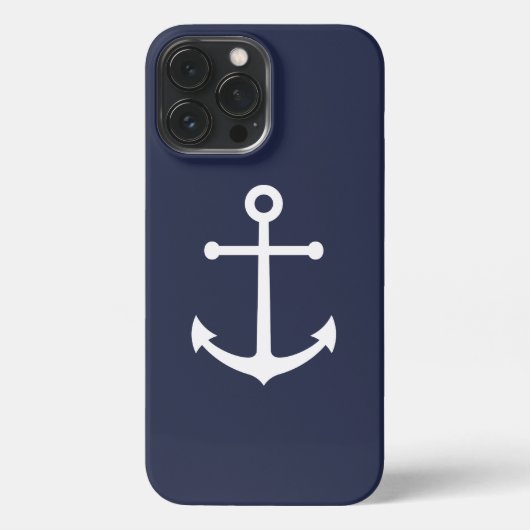 Nautical Navy Blue Anchor iPhone Case Hoesje (Achterkant)