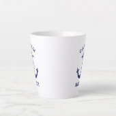 Nautical Navy Blue Anchor Kapitein Naam toevoegen Latte Mok (Voorkant)