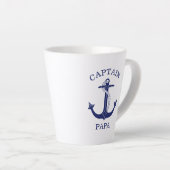Nautical Navy Blue Anchor Kapitein Papa Latte Mok (Rechterhoek)