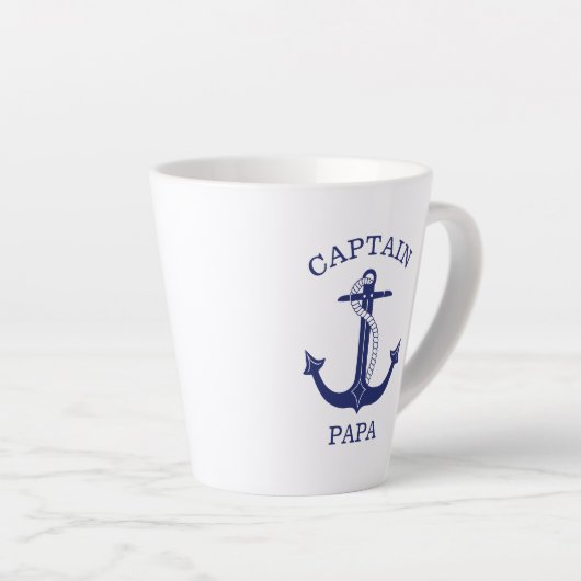 Nautical Navy Blue Anchor Kapitein Papa Latte Mok (Rechterhoek)
