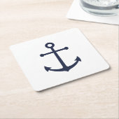 Nautical Navy Blue Anchor Kartonnen Onderzetters (Schuin)