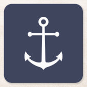 Nautical Navy Blue Anchor Kartonnen Onderzetters (Voorkant)