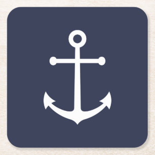 Nautical Navy Blue Anchor Kartonnen Onderzetters