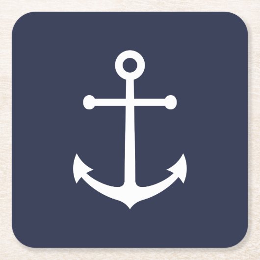 Nautical Navy Blue Anchor Kartonnen Onderzetters (Voorkant)