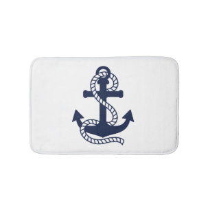 Nautical Navy blue Anchor {kies uw kleur} Badmat