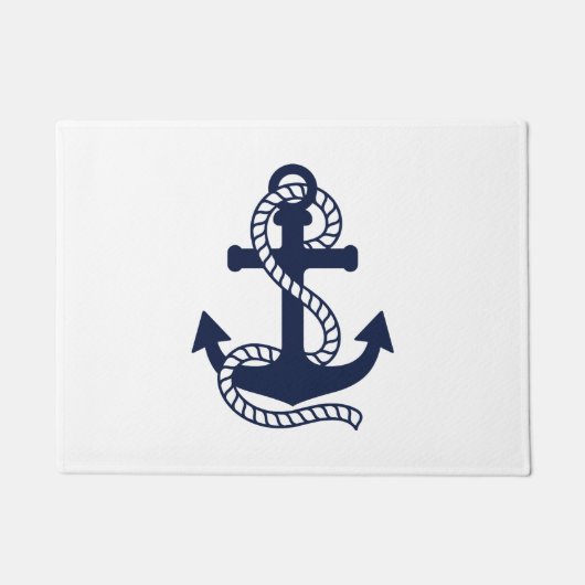 Nautical Navy blue Anchor {kies uw kleur} Deurmat (Voorkant)