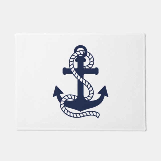 Nautical Navy blue Anchor {kies uw kleur} Deurmat (Voorkant)