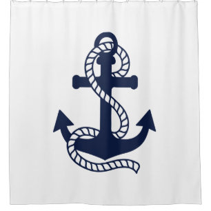 Nautical Navy blue Anchor {kies uw kleur} Douchegordijn
