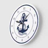 Nautical Navy blue Anchor {kies uw kleur} Grote Klok (Hoek)