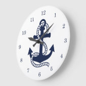 Nautical Navy blue Anchor {kies uw kleur} Grote Klok (Hoek)